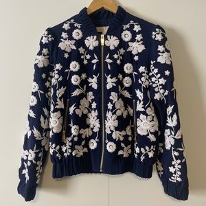 Michael Kors Floral Embroidered Bomber Jacket XS